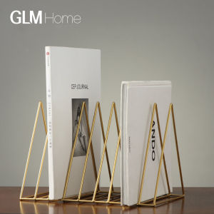 Nordic Simple Iron Art Triangle Bookshelf Magazine Rack Living Room Study Desktop Storage Decoration Display Stand Bookends