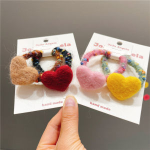 Discover Non-Damaging Hair Accessories: Wool Felt Heart Hair Ties & Elastic Hair Bands