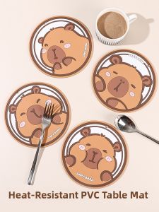 Thickened Heat Resistant Silicone Cup Mat round Shape Cute Cartoon Style Kitchen Dining Table Pad Pot Holder Plate Bowl Pot Holder