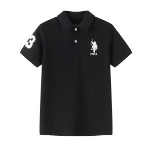 USPOLO Childrens Polo Shirt Short Sleeve Summer POLO Neck T-Shirt Boys Girls Kids Half Sleeve Cotton Blend Fabric Sweat Absorbent