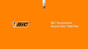 Bút bi êm mượt BIC Ecolutions/ Revolution Round Stic cỡ ngòi 1.0mm với chất liệu nhựa tái chế đến 97% 1 cây màu xanh dương đen hoặc đỏ