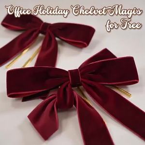 12-30pcs Burgundy Velvet Bows for Christmas Tree Decoration – Festive Holiday Garland Ties Soft Fabric Ribbons