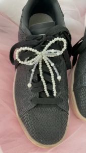 2PCS Ribbon Shoes Charm Pita Sepatu Pearl