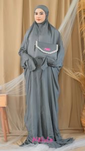 Nelula - Mukena Terusan Langsungan Lajuran Dewasa Santri Jumbo Polos Bahan Adem Katun Rayon Premium
