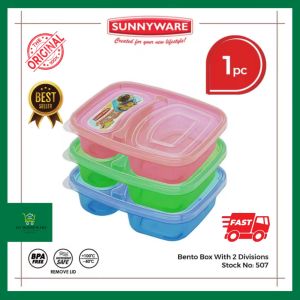 1pc Bento Box with 2 Divisions Bento Box with 2 Divisions lunch box baunan divider - Sunnyware 507