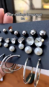 40Pcs Pearl Zircon Earrings Set European American Style Geometric Hoop Stud Mix Matching Fashion Jewelry Kit for Women