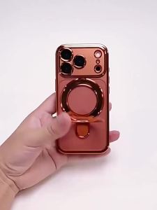 Luxury For Magsafe Bracket Case For iPhone 18 17 16 15 14 13 12 11 Pro Max Plus Magnetic Ring Stand Holder Clear Silicone Cover