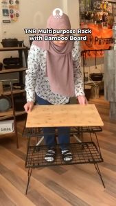 TNR - MULTIPURPOSE RACK WITH BAMBOO FOLDABLE SPACE-SAVING TABLE WITH BAG FOR OUTDOOR CAMPING HIKING PICNIC SURVIVAL