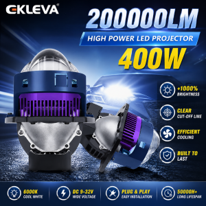 EKLEVA 2pcs Bifocal lens laser Fog LED High+Low Beam Bi LED Fog Lights Projector For Universal Bright 400W Fog Lamp