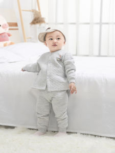 Infant Newborn Thermal Underwear Suit Autumn Clothes High Waist Belly Protection Pants Quilted Baby Autumn Clothing Split Clothes Close-Fitting