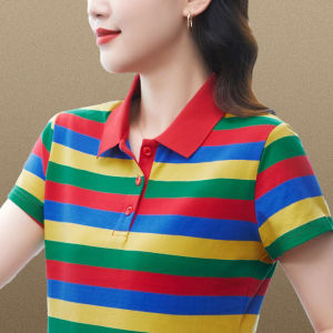QIAOXIZI | Womens Mid-Age Moms New Fashionable Age-Reducing Versatile Polo Shirt