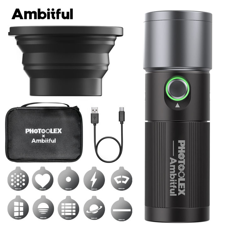 AMBITFUL×PHOTOOLEX 10W Flashlight Modeling Light Photography