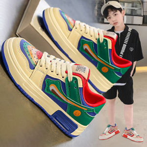 Boys Spring Autumn New Style Color Block Sports Shoes Anti-Slip Soft Bottom Large Childrens Footwear Breathable Casual Shoes