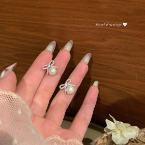 Elegant Pearl Butterfly Knot Earrings Womens Fashion Jewelry Unique Luxury Light Luxury Spring Atmosphere Ear Jewelry