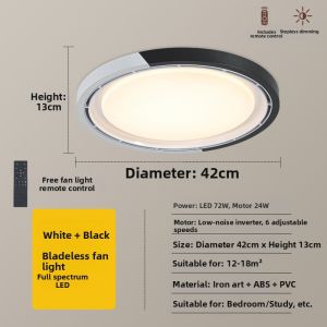 DENGJIAN | Smart Remote Controlled Bladeless Ceiling Fan Light for Bedroom