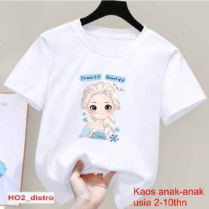 Kaos oblong anak cewek princes elsa  atasan anak perempuan motif elsa