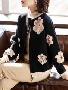 Áo Khoác Dệt Kim Ngắn Thời Trang Cho Phụ Nữ Trung Niên Và Cao Tuổi Áo Khoác Ngoài Thường Ngày Bằng Lông Cừu Áo Khoác Ngoài Thời Trang