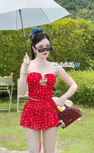 2bell ชุดเซทเกาะอกเสริมฟองน้ำแต่งอะไหล่มาพร้อมกระโปรงบอลลูนแบ๊วๆแอบบอกมีซับในนะคร้า(lb45)