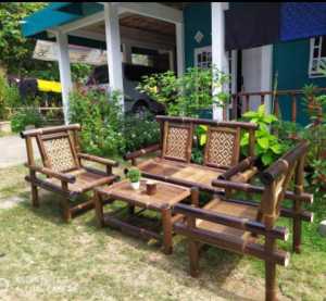 HARGA PROMO!!! Kursi Bambu Motif Batik 1 Set