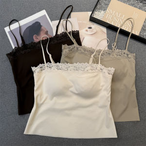 Áo Ba Lỗ Ren Nữ Tính Mùa Xuân Hè Mới Áo Ba Lỗ Chống Hở Hang Có Đệm Ngực Kiểu Dáng Công Sở Màu Trơn Chất Liệu Khác 100%