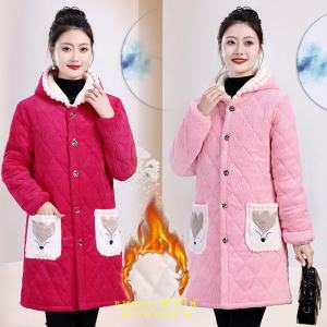 เสื้อแจ็คเก็ตผ้าฝ้ายหนาแบบมีฮู้ด ทรงหลวม แขนยาว ปิดด้วยกระดุมเดียว สำหรับผู้หญิงในฤดูหนาว 2024 เสื้อคลุมกันหนาวแบบลำลอง