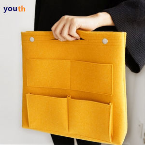 Canvas Womens Bag Inner Organizer Pouch Six Grids Ten Grids Shoulder Bag Felt Storage Bag Pure Color Popular Element for Everyone