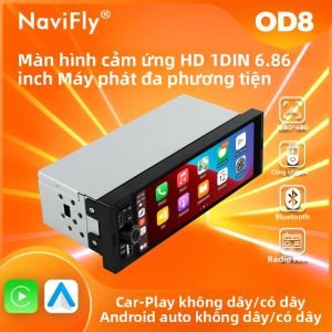 Máy Nghe Nhạc Đa Phương Tiện Ô Tô NaviFly Màn Hình Cảm Ứng HD 6.86 Inch Với Hệ Thống Dẫn Đường GPS Android 1DIN DVD Hệ Thống Thông Minh Hỗ Trợ Kết Nối Không Dây Car Play & Android Auto