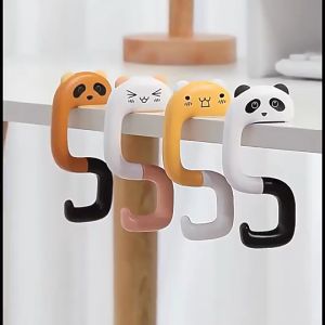 Desktop Hook，Multi-Function Reusable Non-Slip Small and Delicat Lightweight Plastic S Type Foldable Portable Cute Cartoon Solid Anti-Break for Office Student Backpack Clothes Holders Hanging Rack