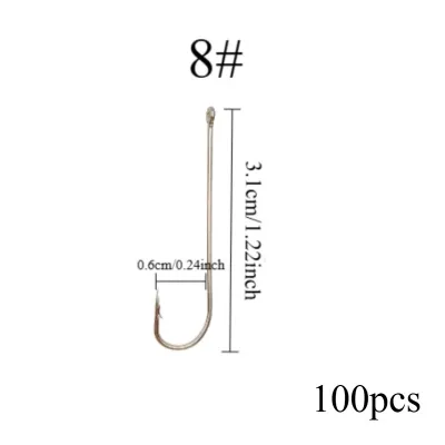 Ackibbik 100pcs Long Shank Fishing Hook Live Bait Hook Sea Fishing Hook Worm Hook Freshwater Fishhook for Bass Trout Catfish