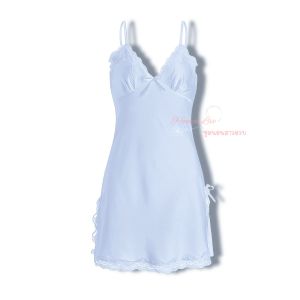 ชุดนอนผ้าซาติน ผ้านุ่ม(XL-2XL)ชุดนอนกระโปรง งานผ้าซาตินใส่สบาย