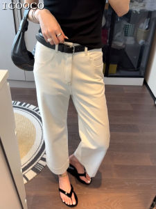 White High Waist Wide Leg Jeans Womens Loose Slimming Casual Straight Leg Pants Autumn New Arrival Elegant Style Cotton Fabric