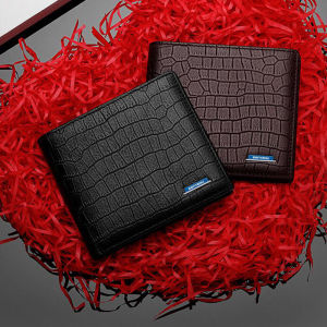 MISTLETOE Anti RFID Original Bifold Wallet Men Crocodile Pattern Genuine Leather Card Holder Wallet for Men