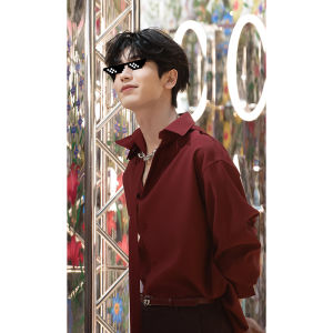 Red Wine Ice Silk Long Sleeve Mens Shirt Summer High-End American Trendy Brand Sun Protection Early Autumn Shirt Jacket