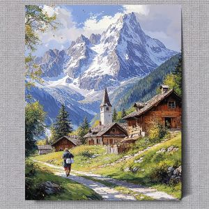 40x50cm Paint By Numbers Handpainted Canvas Painting Mountain Cabin Scenery Painting By Numbers for Adults Home Decor