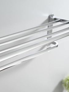 Stainless Steel No Drilling Towel Rack Bathroom Shelf