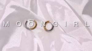 Gold Silver Color Hoop Earrings Stainless Steel Simple Fashion Women Ear Buckle No Fading Hip Hop Jewelry Accessories MOON GIRL