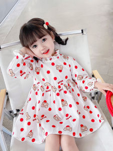 ชุดเดรสยาวแขนยาวฤดูใบไม้ผลิและฤดูใบไม้ร่วงสำหรับเด็กผู้หญิง ชุดเจ้าหญิงแฟชั่น ชุดเด็ก ชุดเดรสยาวปานกลาง ฤดูใบไม้ร่วง 2023