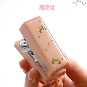 Cartoon mini stapler with staples Learning Bookbinding Paper Stapler set cute stationery supplies