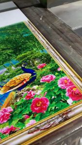 Tranh hoa đào 3d - gạch tranh ốp tường hoa đào 3d - V7998