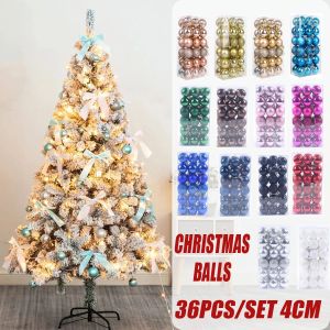 36pcs/set Christmas Xmas Tree Balls Bauble Hanging Home Party Ornament 2021 Christmas Decoration 4cm