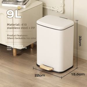 Home Use Stainless Steel Trash Can Pedal Open Cover Simple Design for Bedroom Bathroom Kitchen Living Room New 2025 Model