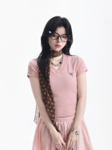 zuocisankon | Lazy Style Dot Pattern V-Neck Short Sleeve Summer T-Shirt