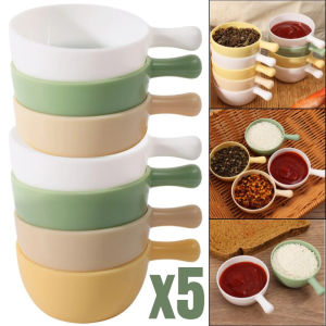 5Pcs Food Grade Plastic Side Dish Bowl Multi-color Mini Dipping Sauce Dish with Handle Kitchen Hot Pot Seasoning Storage Container