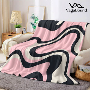 pink black white swirl Flannel Blanket Warm Soft Halloween Christmas Decorative Couch Warm Cozy All-Season Gift