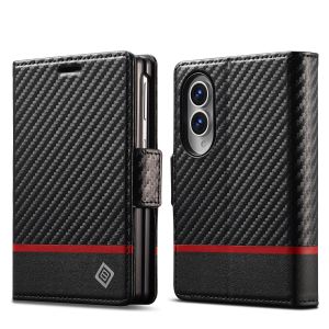 Carbon Fiber Leather Phone Case for Samsung Galaxy Z Fold 8 Ultra 7 6 5 4 3 Fold8 Flip Wallet Card Slot Holder Protective Cover