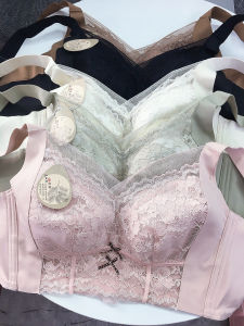 Adjustable Floral Bra with Double Butterfly Knots Gathered U-Shape Back Four Rows of Buckles Youth Womens Fixed Strap Bra