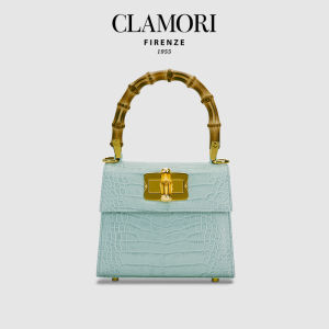 Italian New Baby Blue Croco-texture Calfskin Bag