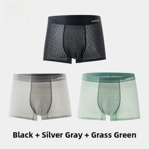 Miiow | Mens Ice Silk Antibacterial Underwear Flat Angle Short Pants Breathable Comfortable Briefs Mid Waist Nylon Spandex Blend