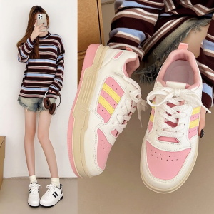 2025สไตล์ใหม่ รองเท้าผ้าใบผู้หญิงแฟชั่นผูกเชือก รองเท้าผ้าใบลำลองระบายอากาศได้ ไซส์ 36-41 สวยมินิมอลใส่สบายมากๆคะ