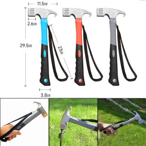 Portable Carbon Steel Camping Tent Hammer Tent Peg Stake Puller Mallet Extrator Remover Awning Canopy Claw Hammer Rubber Mallet